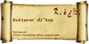 Kutterer Ákos névjegykártya